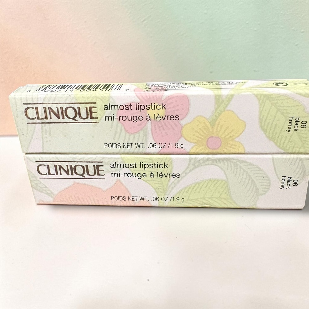 2pc Clinique Almost Lipstick 06 Black Honey Sheer Lip Balm New In Box Bundle